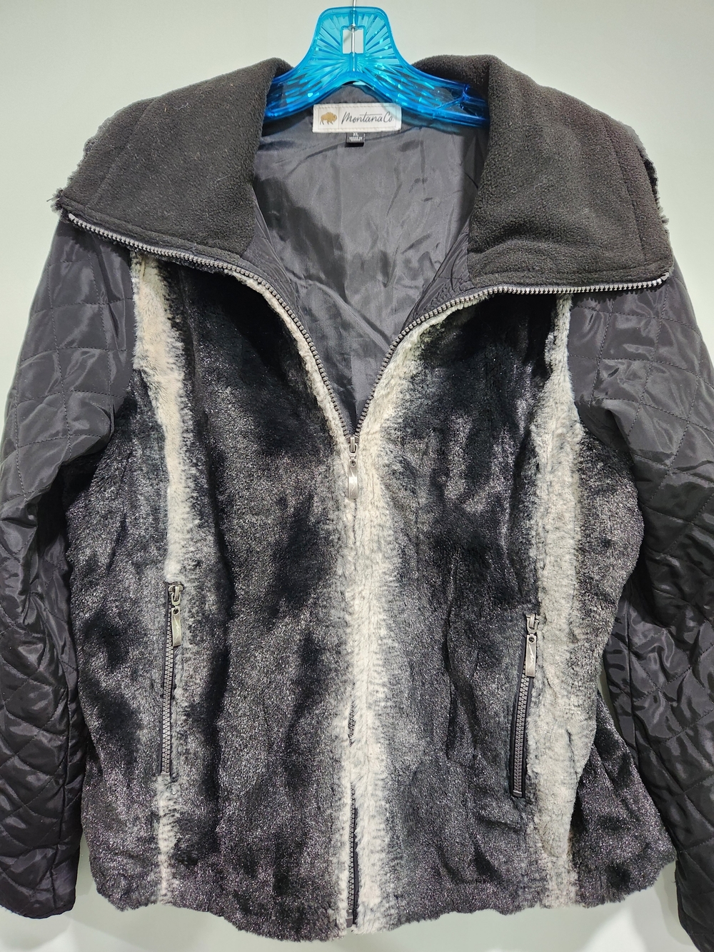Women’s Faux Fur Teddy Jacket in Charcoal Gray - Merianna Co.